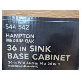 Hampton 36 in. W x 24 in. D x 34.5 in. H Assembled Sink Base Kitchen Cabinet in Medium Oak