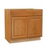 Hampton 36 in. W x 24 in. D x 34.5 in. H Assembled Sink Base Kitchen Cabinet in Medium Oak