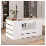 White Wood Free Standing 63 in. W Jewelry Armoire with Tempered Glass Top and 14 Drawers