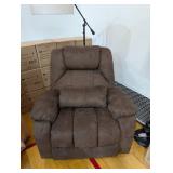 40.5 in. W Brown Microsuede Oversize Dual Motor Power Lift Recliner Chair with Massage and Heating