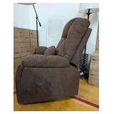 40.5 in. W Brown Microsuede Oversize Dual Motor Power Lift Recliner Chair with Massage and Heating
