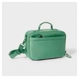 Faux Neoprene Lunch Tote - All In Motion Green Zippered Recycled Polyester Bag