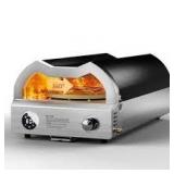 12 in. Propane Pizza Oven, Outdoor Pizza Oven in Black with Rotating Pizza Stone, Pizza Cutter and Glove