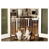 Carlson 51" Extra Wide Walk-Thru Pet Gate with Small Pet Door - White: Steel, Pressure-Mounted
