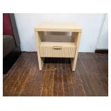 Groove Dowel Side Table with Shelf Natural Wood - Threshold™ Fully Assembled (Damage on Leg)