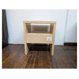 Groove Dowel Side Table with Shelf Natural Wood - Threshold™ Fully Assembled (Damage on Leg)