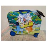 Bluey Checked Hardside Ride on Luggage