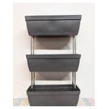 Set of 3 Tiered Window Box Planters in Black