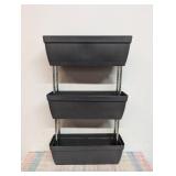 Set of 3 Tiered Window Box Planters in Black