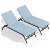 80 x 26 x 4 in. (2-Pack) Outdoor Chaise Lounge Cushion, Water Resistant Patio Replacement Seat Cushion, Sky Blue