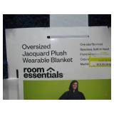 Room Essentials - Oversized Jacquard Plush Wearable Blanket, Blue, One Size