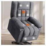 Recliner Chair with Massage and Heating, Home Theater Seating with Lumbar Support, Adjustable Electric Power Lift Chairs - Gray