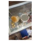 antique brush and mirror set marked German silver
