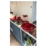 vintage red glassware set