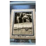 1945 boy plin horse racing photograph