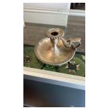 antique silver plated candle holder with snuffer