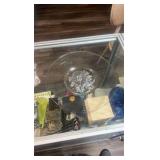 vintage glass basket and floral design platter