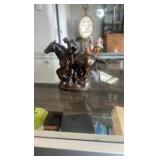 vintage copper horse racing themed statuette