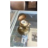 brass dog themed inkwell
