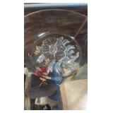 vintage glass basket and floral design platter