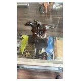 vintage copper horse racing themed statuette