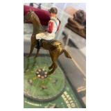 antique Saratoga raceway souvenir horse and jockey toy