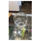 vintage glass basket and floral design platter