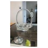 vintage glass basket and floral design platter