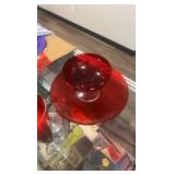 vintage red glassware set