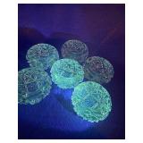 Lot of 6 vintage glass open salt sellers GLOWS
