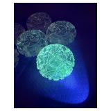 Lot of 6 vintage glass open salt sellers GLOWS