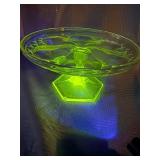 Eapg glass pedestal cake stand GLOWS