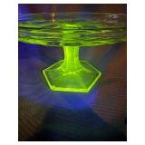 Eapg glass pedestal cake stand GLOWS