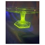 Eapg glass pedestal cake stand GLOWS