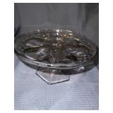 Eapg glass pedestal cake stand GLOWS
