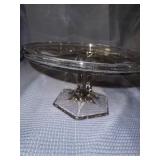 Eapg glass pedestal cake stand GLOWS