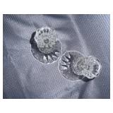 Set of vintage Fenton glass daisy and button candlestick holders. GLOWS