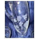 Etched flower clear glass pitcher and glass set GLOWS