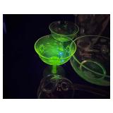 Etched flower clear glass pitcher and glass set GLOWS