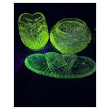 Lot of vintage glass that GLOWS green
