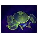 Large lot of glass that GLOWS green