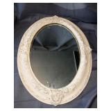 Antique ornate oval wall mirror