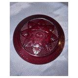 vintage Luminarc ruby red cadmium glass plate GLOWS