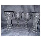 GLOWS Fostoria for Avon Hearts and Diamonds clear glass Set