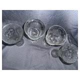 GLOWS Fostoria for Avon Hearts and Diamonds clear glass Set