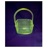 Vintage hand blown glass basket GLOWS