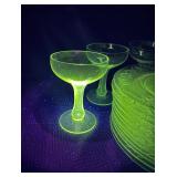 Lot of plates and glass that GLOW green