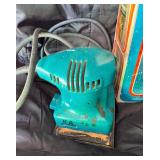 Lot of lantern, light, and sander