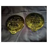 Set of vintage Indiana glass avocado green relish trays