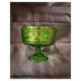 Lot of green glass items